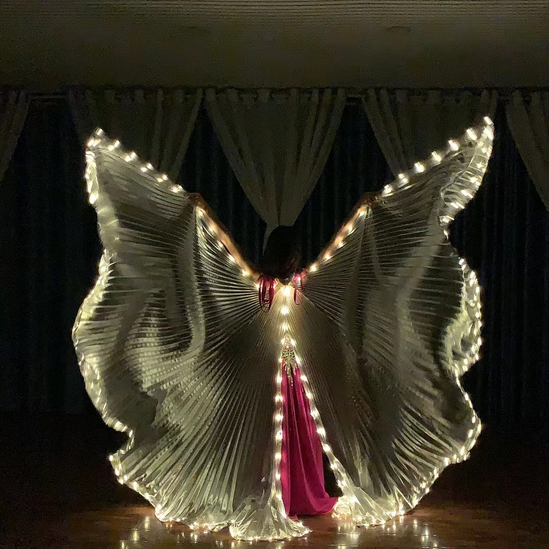 Belly Dance Performance LED Costume Props Silver LED Butterfly Wings With Yellow Lights for Women Adults' Stage Party Wedding Show