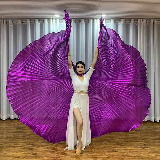 Belly Dance Performance Costume Props Purple Wings With Telescopic Sticks for Women Adults and Kids