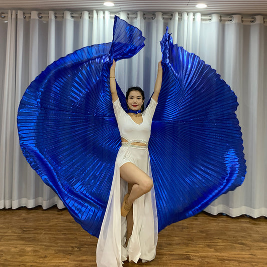 Belly Dance Performance Costume Props Royal Blue Wings With Telescopic Sticks for Women Adults and Kids