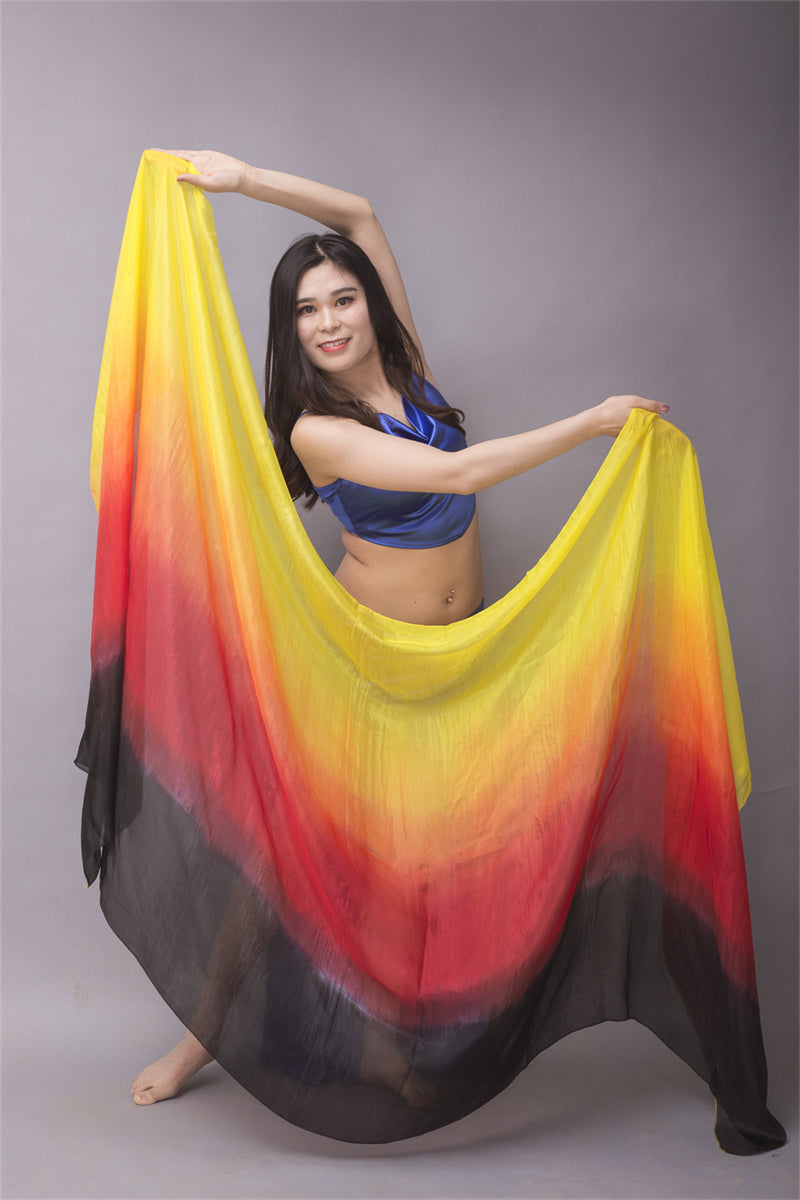 3-Color 100% Chinese Real Silk Veils Belly Dance Costume Performance Wear Props for Professional Women Adults' Belly Dancers