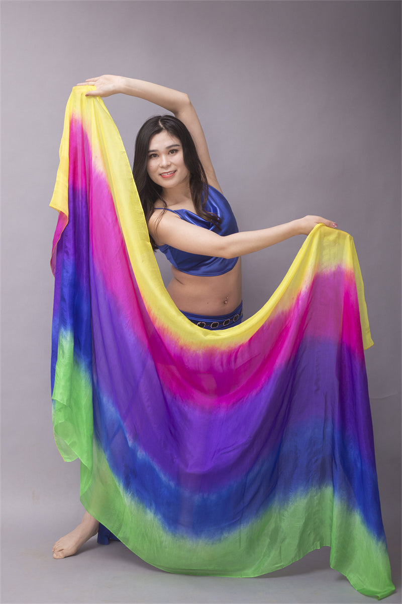 5-Color Belly Dance Costume Performance Wear Props 100% Chinese Real Silk Veils for Professional Women Adults' Belly Dancers