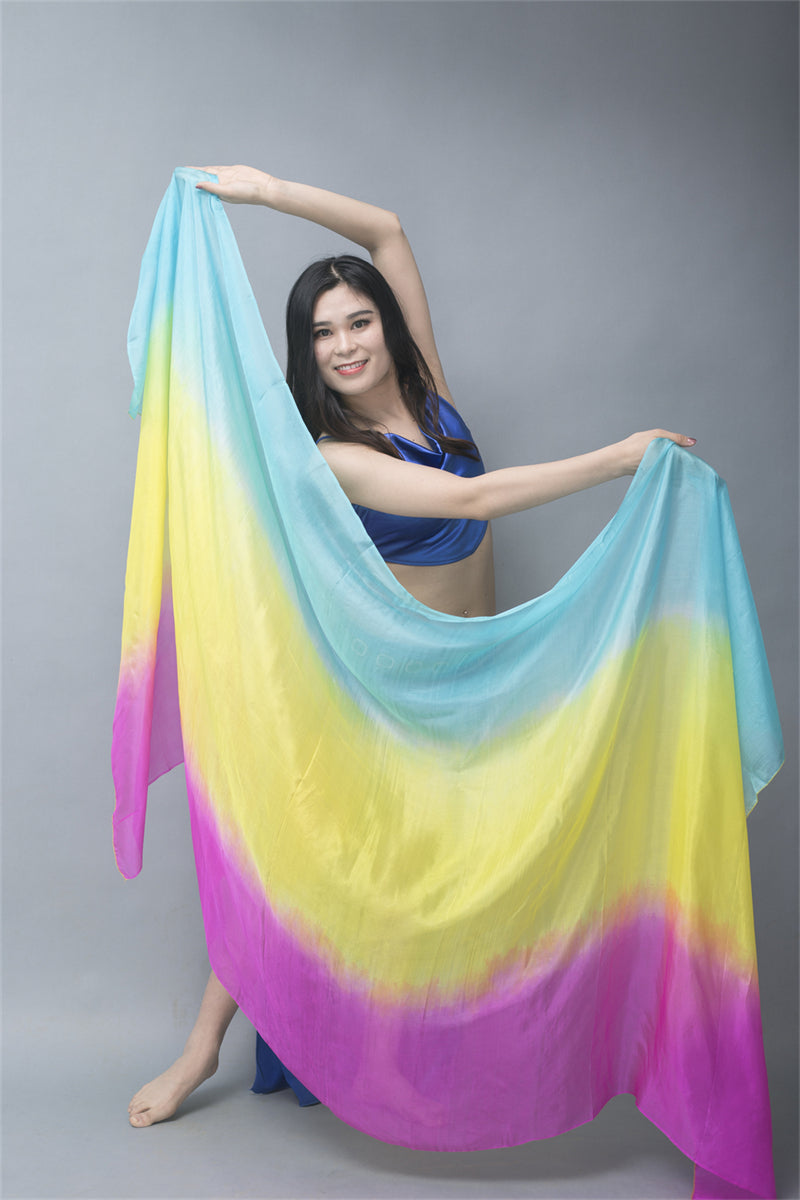 3-Color 100% Chinese Real Silk Veils Belly Dance Costume Performance Wear Props for Professional Women Adults' Belly Dancers