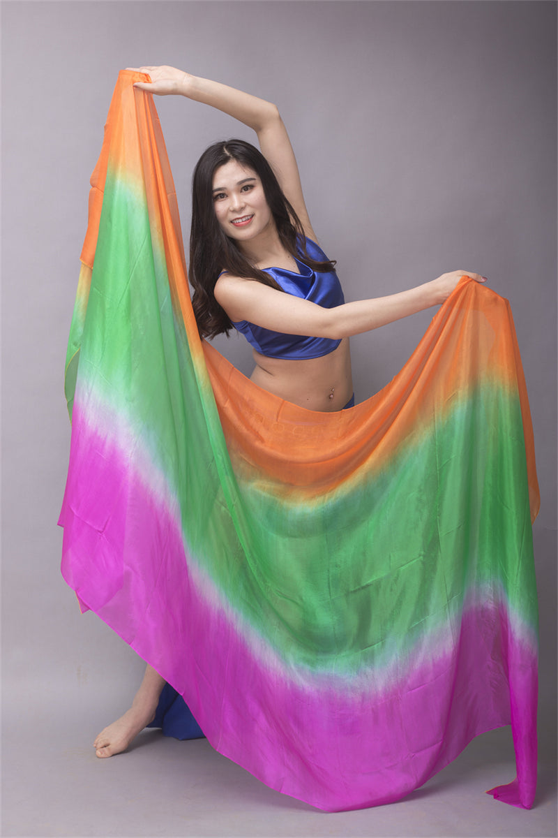 3-Color 100% Chinese Real Silk Veils Belly Dance Costume Performance Wear Props for Professional Women Adults' Belly Dancers