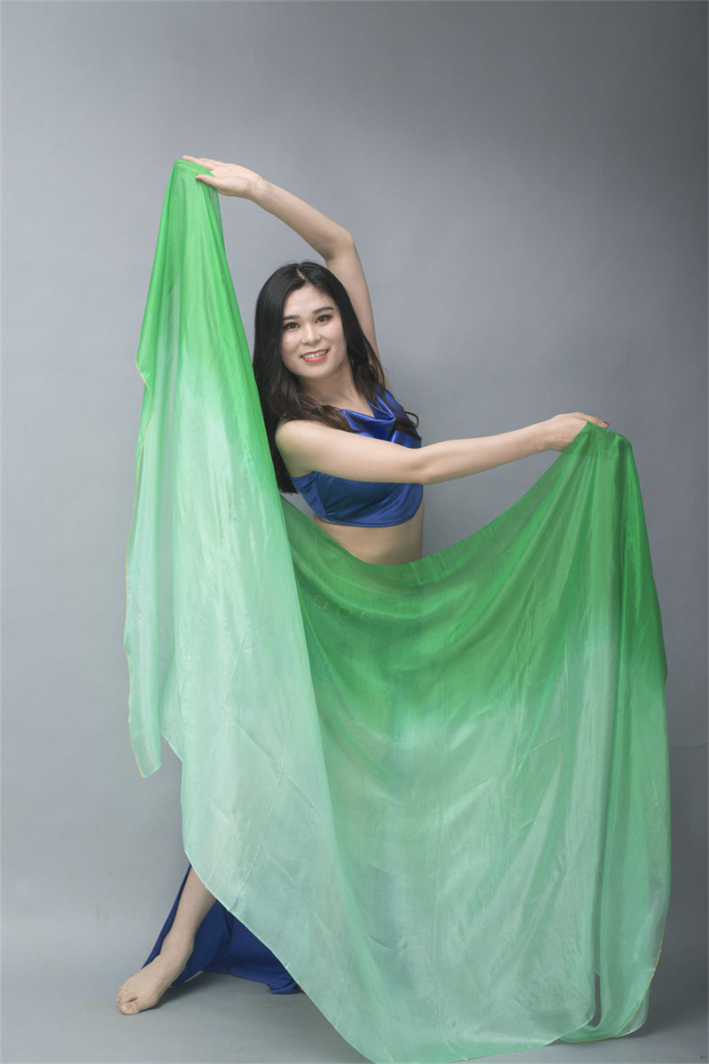 Gradient Color Belly Dance Costume Performance Wear Props 100% Chinese Real Silk Veils for Professional Women Adults' Belly Dancers