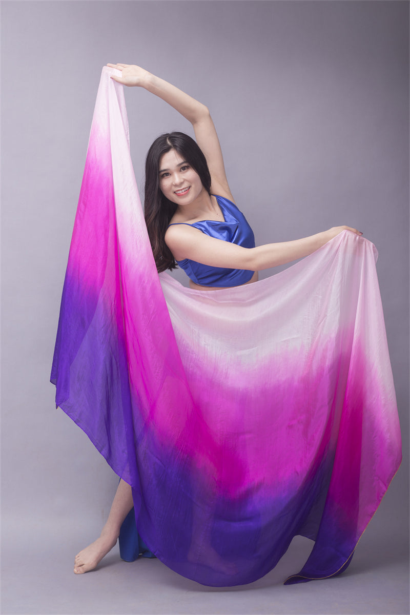 3-Color 100% Chinese Real Silk Veils Belly Dance Costume Performance Wear Props for Professional Women Adults' Belly Dancers