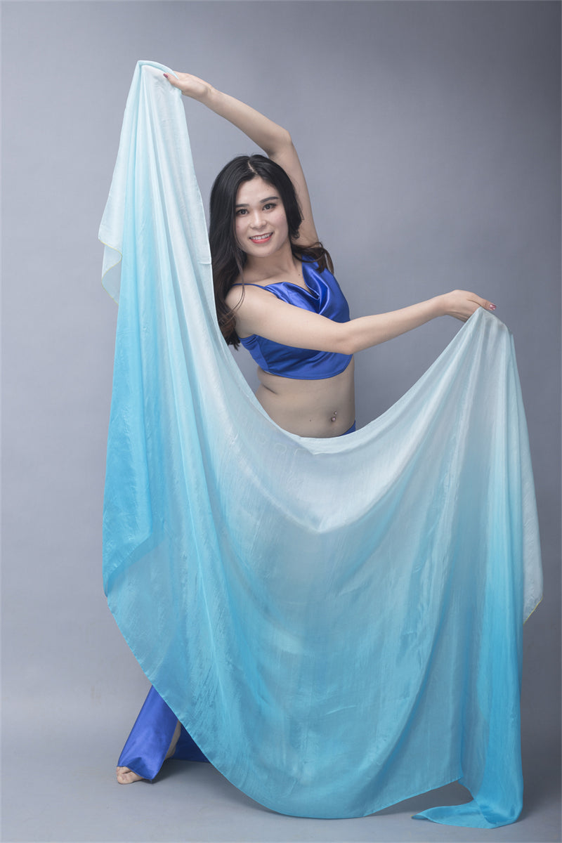 Gradient Color Belly Dance Costume Performance Wear Props 100% Chinese Real Silk Veils for Professional Women Adults' Belly Dancers