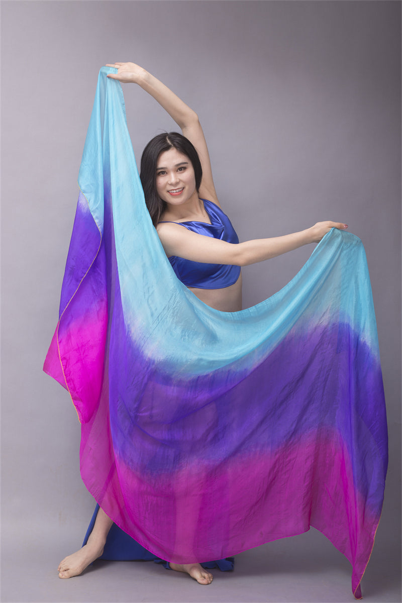 3-Color 100% Chinese Real Silk Veils Belly Dance Costume Performance Wear Props for Professional Women Adults' Belly Dancers