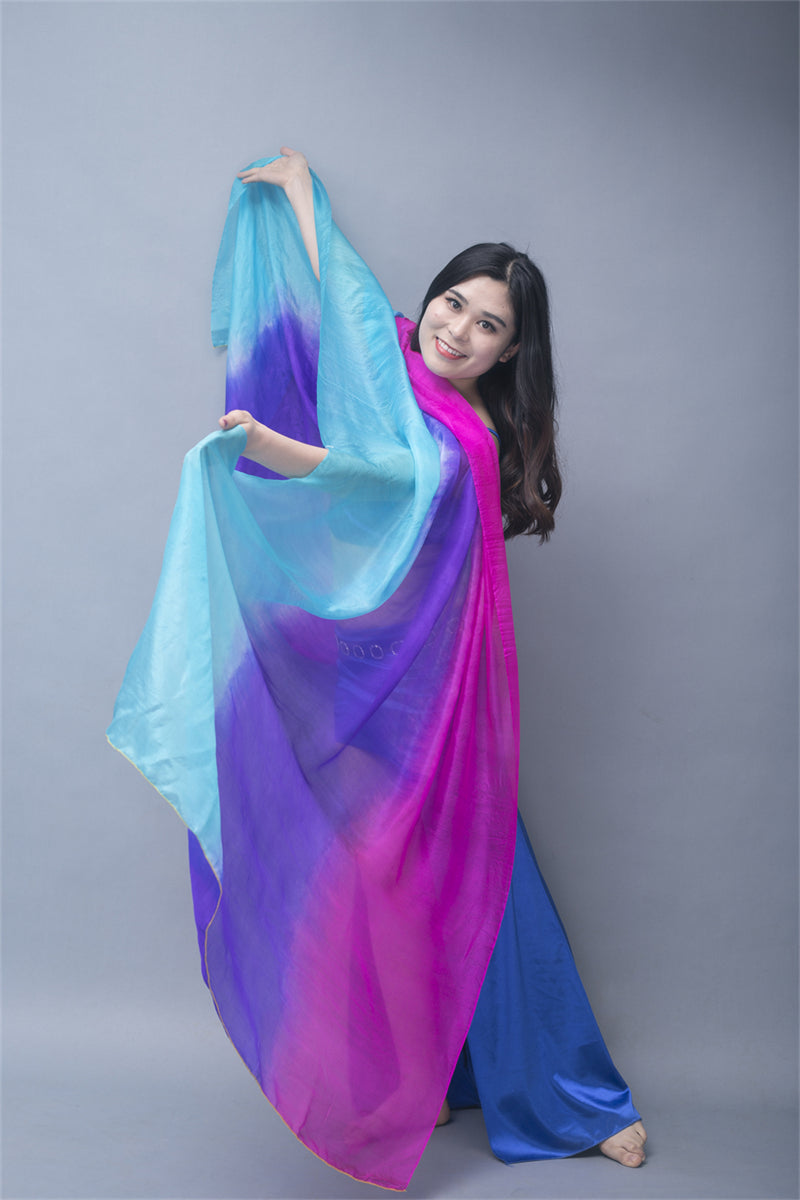 3-Color 100% Chinese Real Silk Veils Belly Dance Costume Performance Wear Props for Professional Women Adults' Belly Dancers