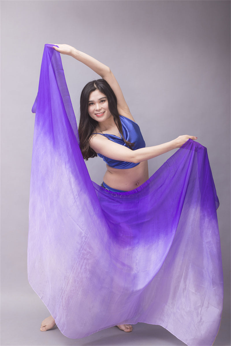 Gradient Color Belly Dance Costume Performance Wear Props 100% Chinese Real Silk Veils for Professional Women Adults' Belly Dancers