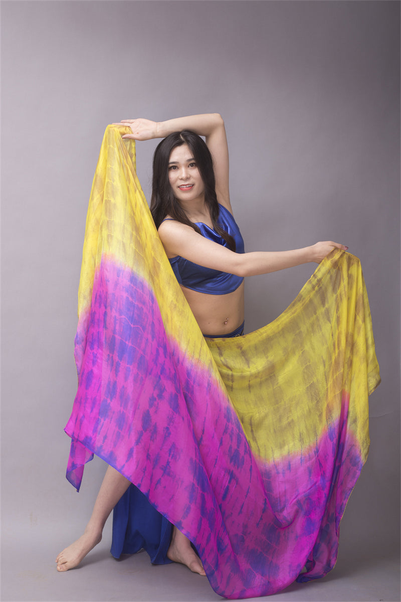 Customized Colors 100% Chinese Real Silk Veils Belly Dance Costume Performance Wear Props for Professional Women Adults' Belly Dancers