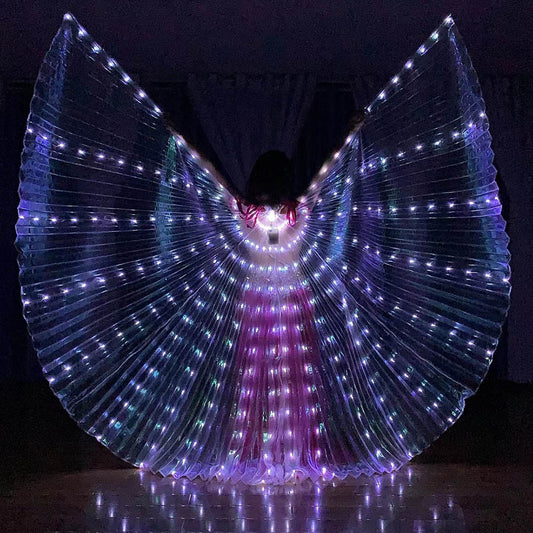 Belly Dance Performance LED Costume Props Single Color White, Red, Purple, Green, Blue LED Butterfly Wings With Telescopic Sticks for Women Adults' Stage Party Wedding Show